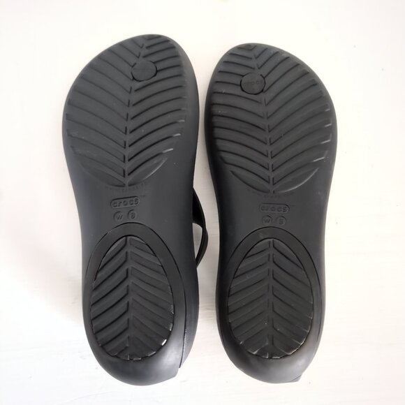 Crocs Sexi Flip Flop Sandals Womens Size 8 Black Serena T-Strap Thong - Picture 2 of 4